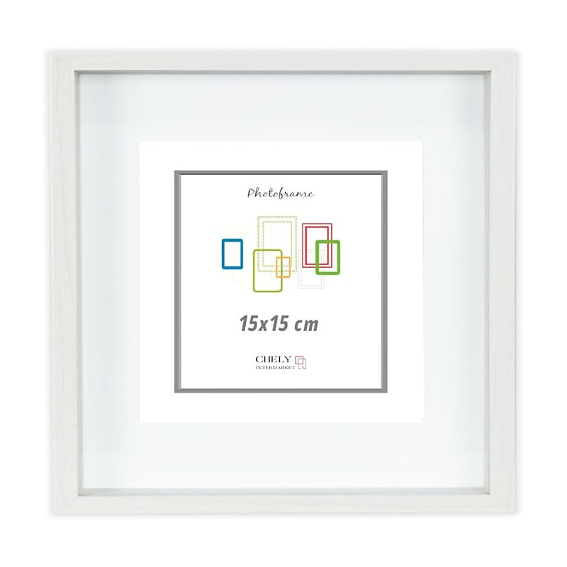 Marco con profundidad 15x15cm (Int 10x10cm) Blanco MOD 3503 madera con paspartú