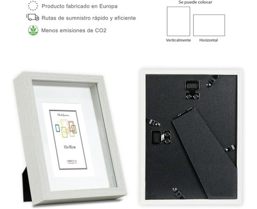 Marco con profundidad 13x18cm (Int 9x13cm) Blanco MOD 3503 madera con paspartu