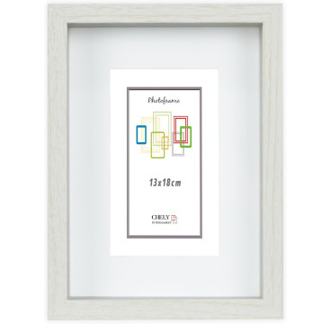 Marco con profundidad 13x18cm (Int 9x13cm) Blanco MOD 3503 madera con paspartu
