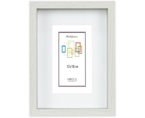Marco con profundidad 13x18cm (Int 9x13cm) Blanco MOD 3503 madera con paspartu