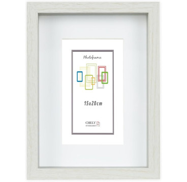 Marco con profundidad 15x20cm (Int 10x15cm) Blanco MOD 3503 madera con paspartu
