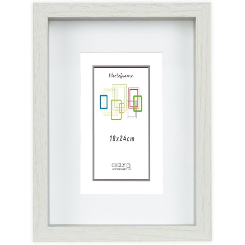Marco con profundidad 18x24cm (Int 13x18cm) Blanco MOD 3503 madera con paspartu