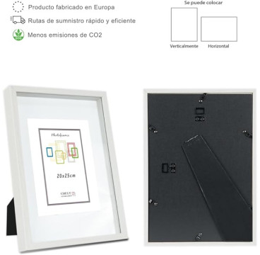Marco con profundidad 20x25cm (Int 15x20cm) Blanco MOD 3503 madera con paspartu