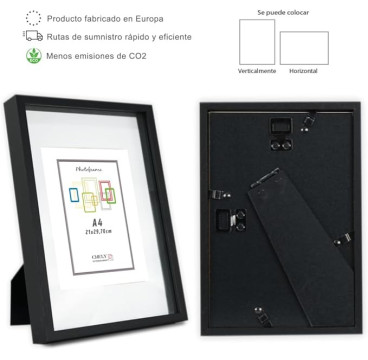 Marco con profundidad A4 (Int 15x22cm) Negro MOD 3503 madera con paspartu