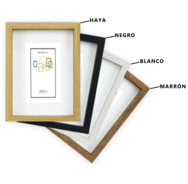 Marco con profundidad 15x20cm (Int 10x15cm) Negro MOD 3503 madera con paspartu.