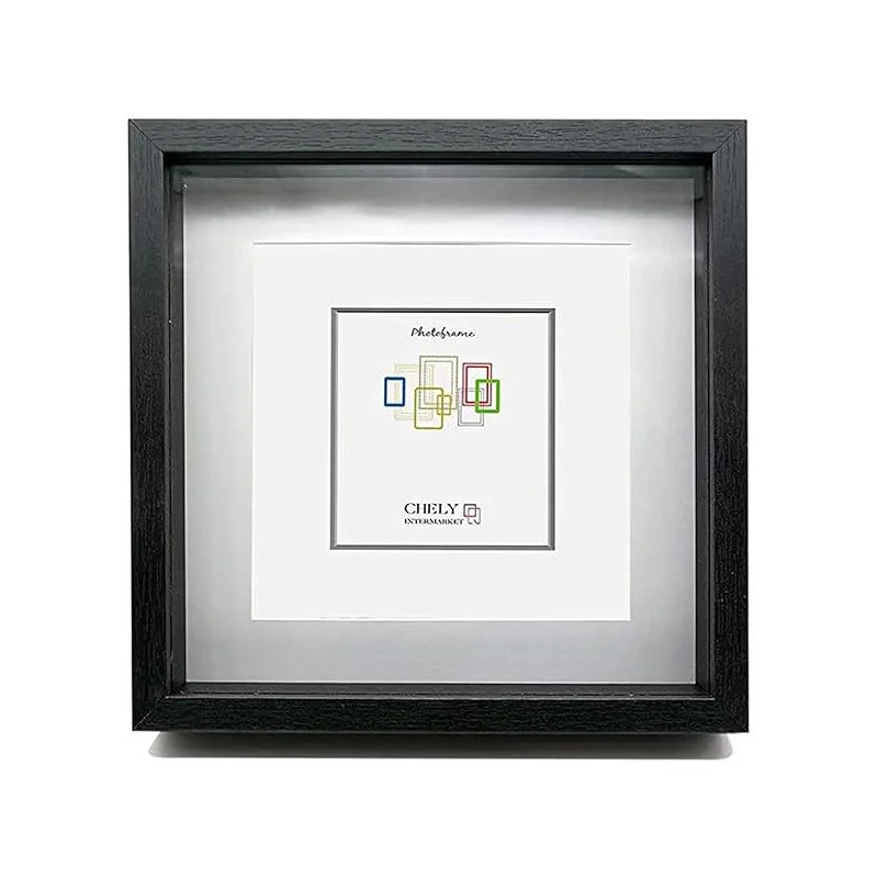 Chely Intermarket | Marcos con Profundidad 15x15cm (Medida Interior de paspartú 10x10cm) (Negro) MOD-3503