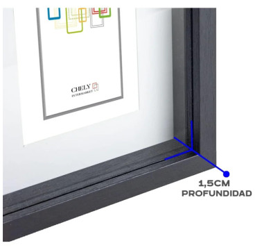 Chely Intermarket | Marcos con Profundidad 15x15cm (Medida Interior de paspartú 10x10cm) (Negro) MOD-3503