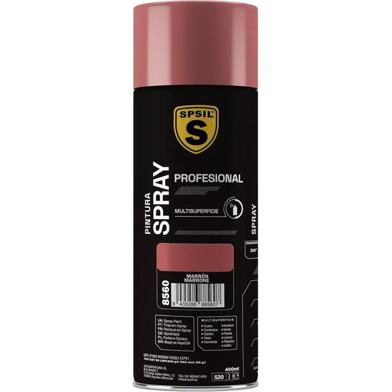 Pintura Spray 400ml Adecuado Metal Madera y Plástico - Color Marrón 8540 (Paquete de 1)