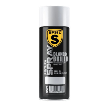 SPSIL Pintura Spray 400ml,( Blanco Brillo 8571, Paquete de 1 )Spray Acrílico para Metal / Madera / Plástico