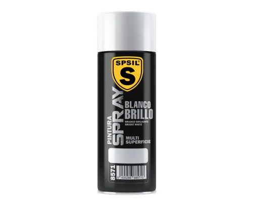 SPSIL Pintura Spray 400ml,( Blanco Brillo 8571, Paquete de 1 )Spray Acrílico para Metal / Madera / Plástico