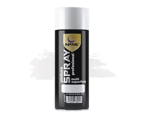 SPSIL Pintura Spray 400ml,( Blanco Brillo 8571, Paquete de 1 )Spray Acrílico para Metal / Madera / Plástico
