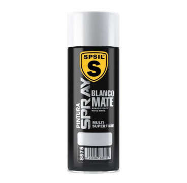 SPSIL Pintura Spray 400ml,( Blanco Mate 8575, Paquete de 1 )Spray Acrílico para Metal / Madera / Plástico