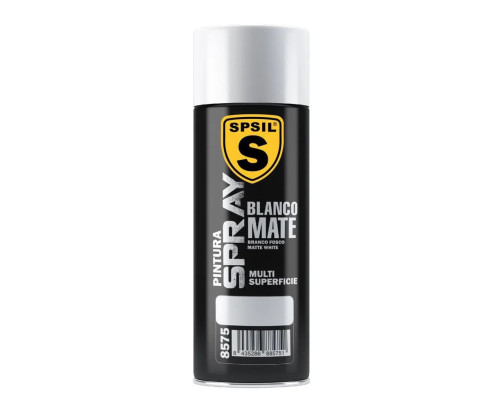 SPSIL Pintura Spray 400ml,( Blanco Mate 8575, Paquete de 1 )Spray Acrílico para Metal / Madera / Plástico