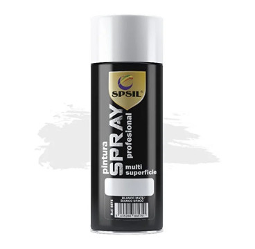 SPSIL Pintura Spray 400ml,( Blanco Mate 8575, Paquete de 1 )Spray Acrílico para Metal / Madera / Plástico