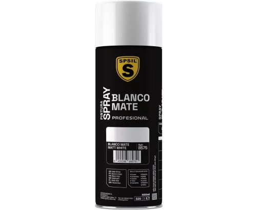 SPSIL Pintura Spray 400ml,( Blanco Mate 8575, Paquete de 1 )Spray Acrílico para Metal / Madera / Plástico