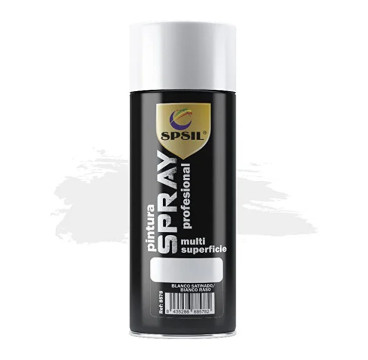 SPSIL Pintura Spray 400ml, ( Blanco Satinado 8578, Paquete de 1 ),Spray Acrílico para Metal / Madera / Plástico