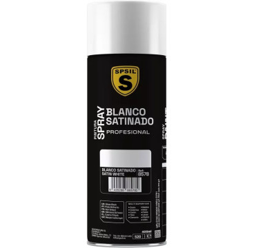 SPSIL Pintura Spray 400ml, ( Blanco Satinado 8578, Paquete de 1 ),Spray Acrílico para Metal / Madera / Plástico