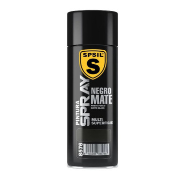 SPSIL Pintura Spray 400ml, ( Negro Mate 8576, Paquete de 1 )Spray Acrílico para Metal / Madera / Plástico