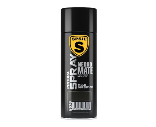 SPSIL Pintura Spray 400ml, ( Negro Mate 8576, Paquete de 1 )Spray Acrílico para Metal / Madera / Plástico
