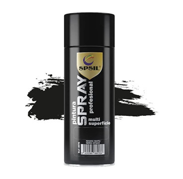 SPSIL Pintura Spray 400ml, ( Negro Mate 8576, Paquete de 1 )Spray Acrílico para Metal / Madera / Plástico