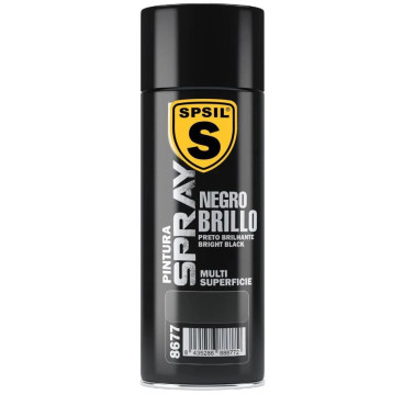 SPSIL Pintura Spray 400ml,( Negro Brillo 8577, Paquete de 1 )Spray Acrílico para Metal / Madera / Plástico