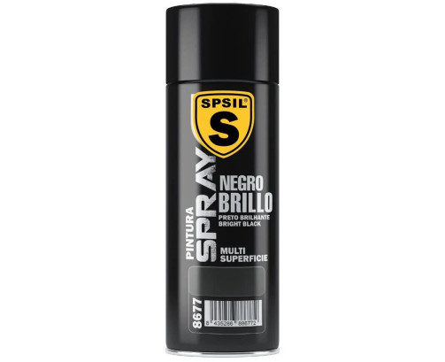 SPSIL Pintura Spray 400ml,( Negro Brillo 8577, Paquete de 1 )Spray Acrílico para Metal / Madera / Plástico