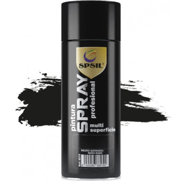 SPSIL Pintura Spray 400ml,( Negro Satinado 8579, Paquete de 1 )Spray Acrílico para Metal / Madera / Plástico