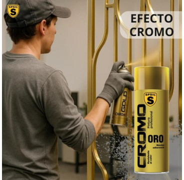 SPSIL Pintura Spray Metalizado 400ml,( Cromo Oro8599 , Paquete de 1 ),