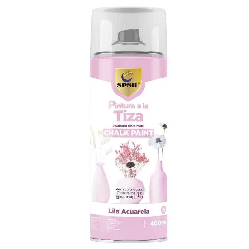 Pintura Spray a la Tiza Color Pastel Acabado Ultra Mate - Lila Acuarela 400ml SPSIL T-005