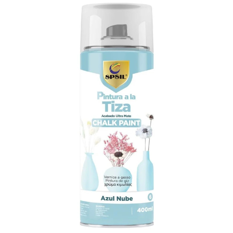 Pintura Spray a la Tiza Color Pastel Acabado Ultra Mate - Azul Nube 400ml ,SPSIL T-006