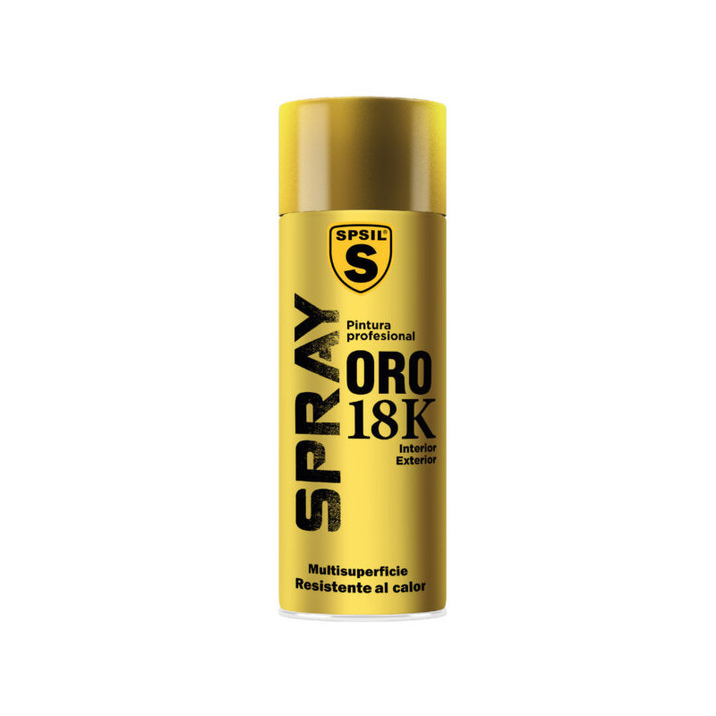 Pintura Spray Especial Oro 18K Multicolor Profesional 400ml Adecuado Metal Madera y Plástico Pack de 1 unidad