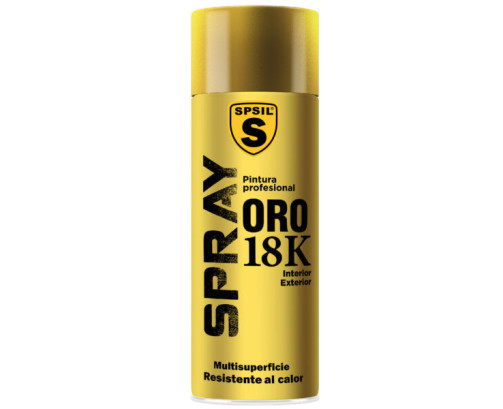 Pintura Spray Especial Oro 18K Multicolor Profesional 400ml Adecuado Metal Madera y Plástico Pack de 1 unidad