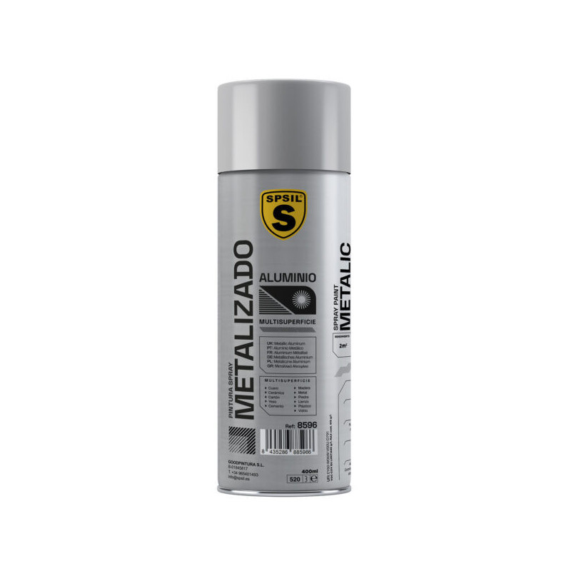 Pintura Spray Aluminio Multicolor Profesional 400ml Adecuado Metal Madera y Plástico-8596