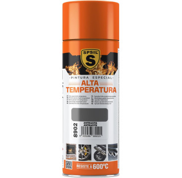 Pintura Spray Alta Temperatura color Aluminio 400 ml - Resistencia hasta 600C  Color  (Antracita)8902