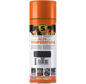 Spray Alta Temperatura color Aluminio 400 ml - Resistencia hasta 600 C - Color (Negro) 8905