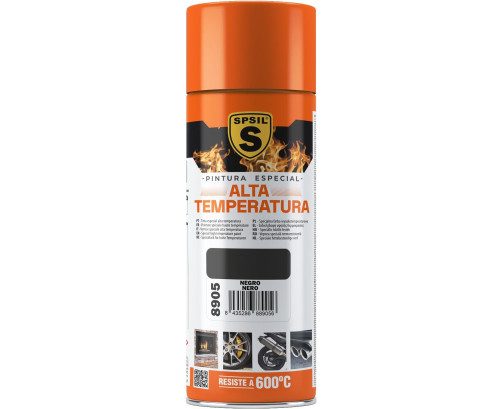 Spray Alta Temperatura color Aluminio 400 ml - Resistencia hasta 600 C - Color (Negro) 8905