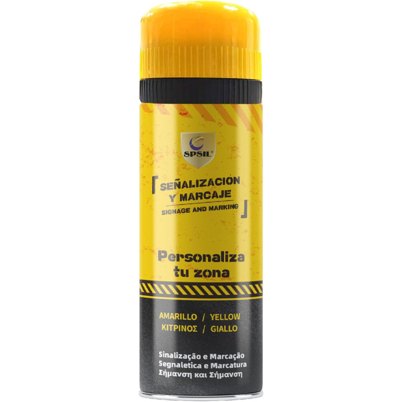 Spray Señalización y Marcaje Amarillo 400 ml - Resistencia a la Intemperie - Señalización de viales y carreteras - Secado Rápido