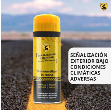 Spray Señalización y Marcaje Amarillo 400 ml - Resistencia a la Intemperie - Señalización de viales y carreteras - Secado Rápido