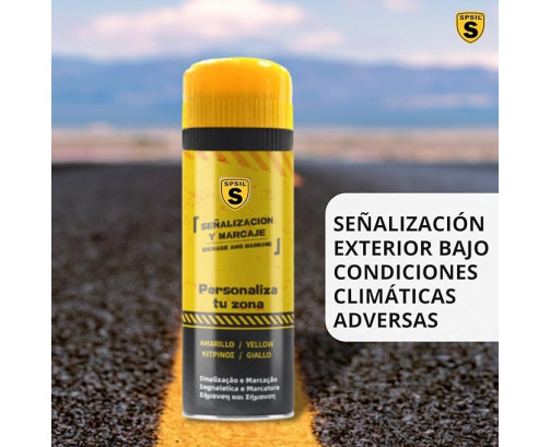 Spray Señalización y Marcaje Amarillo 400 ml - Resistencia a la Intemperie - Señalización de viales y carreteras - Secado Rápido