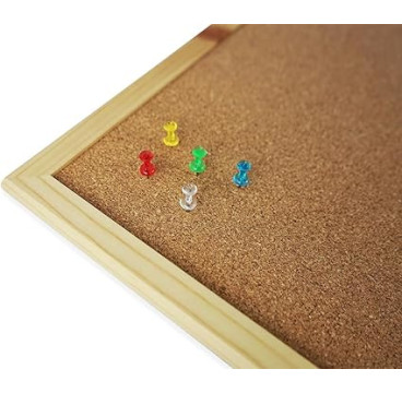 Pizarra Corcho 30X40 CM Marco Madera Marrón Kit Montaje Chinchetas Incluidas Tablero Anuncios Oficina ，CHELY INTERMARKET