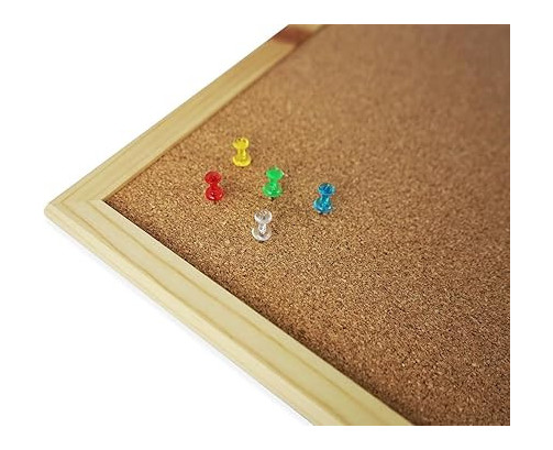 Pizarra Corcho 30X40 CM Marco Madera Marrón Kit Montaje Chinchetas Incluidas Tablero Anuncios Oficina ，CHELY INTERMARKET