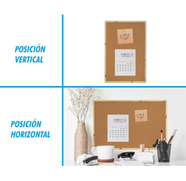 Pizarra Corcho 30X40 CM Marco Madera Marrón Kit Montaje Chinchetas Incluidas Tablero Anuncios Oficina ，CHELY INTERMARKET