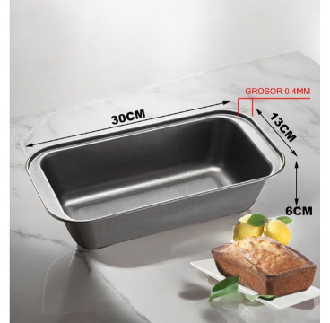 Molde Plumcake 30x13x6 cm, Acero con revestimiento antiadherente, gris