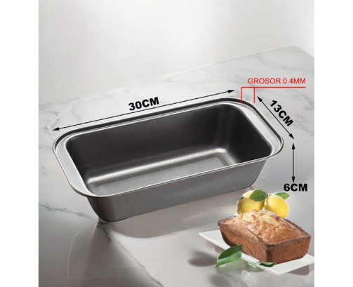 Molde Plumcake 30x13x6 cm, Acero con revestimiento antiadherente, gris