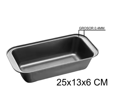Molde Plumcake 25x13x6 cm, Acero con revestimiento antiadherente, gris