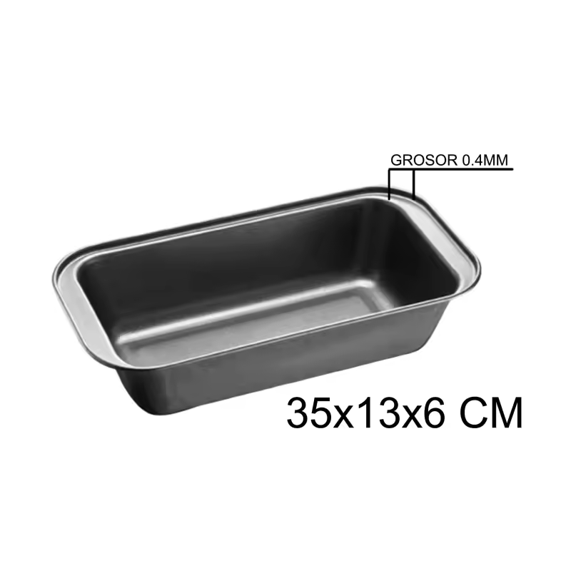 Molde Plumcake 35x13x6 cm, Acero con revestimiento antiadherente, gris
