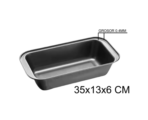 Molde Plumcake 35x13x6 cm, Acero con revestimiento antiadherente, gris
