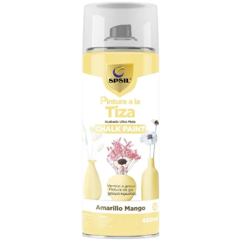 Pintura Spray a la Tiza Color Pastel Acabado Ultra Mate - Amarillo Mango 400ml,SPSIL-T012