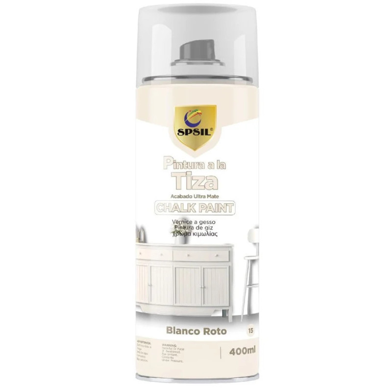 Pintura Spray a la Tiza Color Pastel Acabado Ultra Mate - Blanco Roto 400ml,T-015