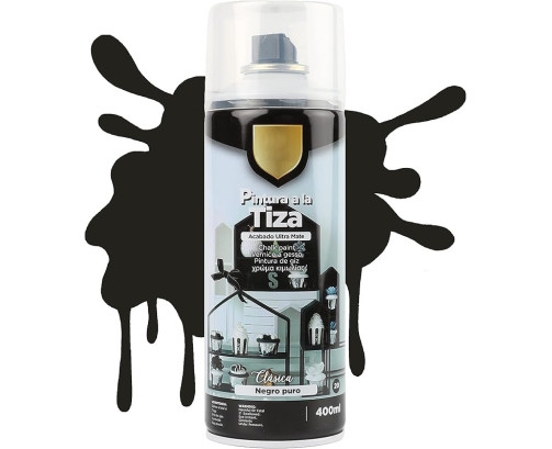 Pintura Spray a la Tiza Acabado Ultra Mate - Negro Puro 400ml-T-020
